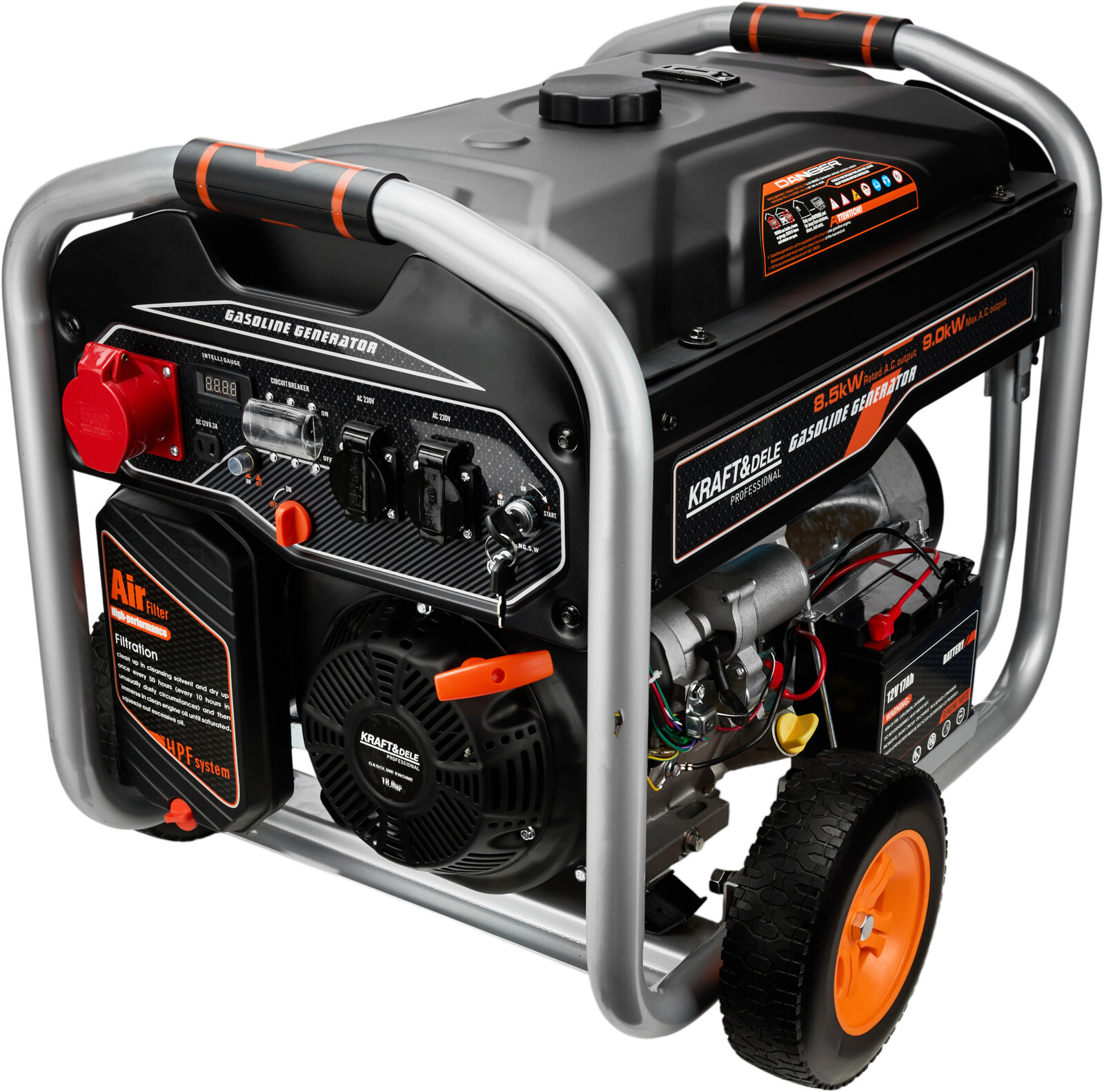 KRAFT&DELE Benzínový generátor 12 V, 230 V, 400 V, 9 kW KD3122