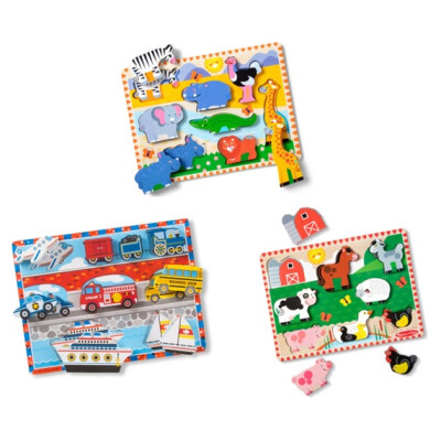 Melissa & Doug dřevěné puzzle různé druhy - dopravní prostředky