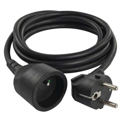 Prodlužovací kabel 1,5 m / 1 zásuvka / černý / PVC / 1 mm2