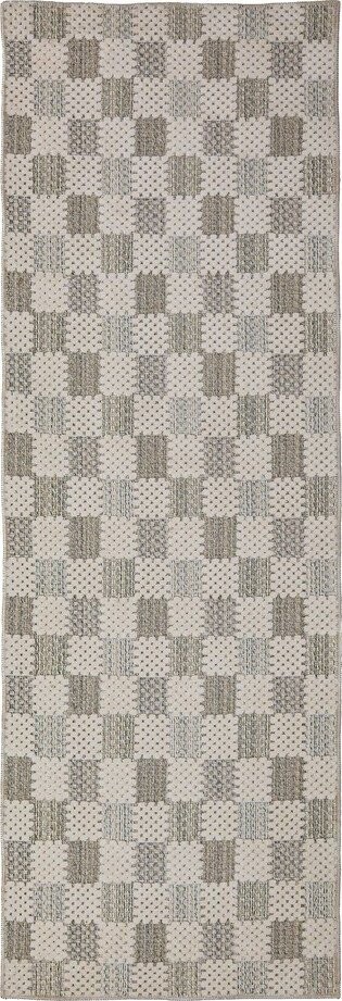 Zelený pratelný běhoun s příměsí bavlny 80x230 cm Muted Checkerboard – Flair Rugs