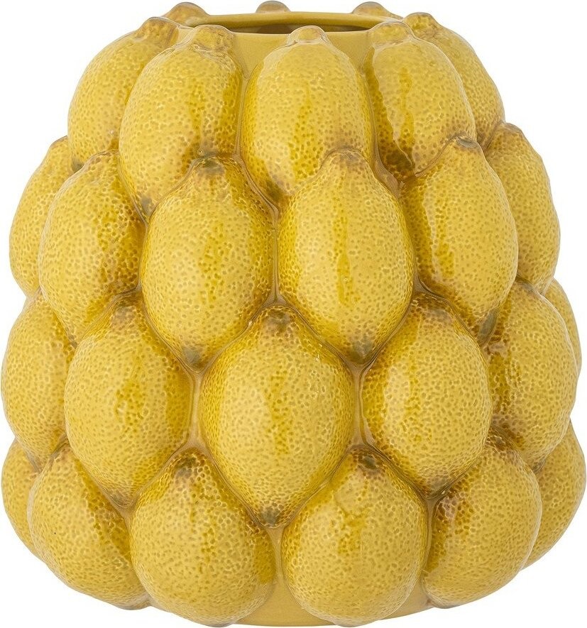 Žlutá ručně malovaná váza z kameniny (výška 22 cm) Limone – Bloomingville