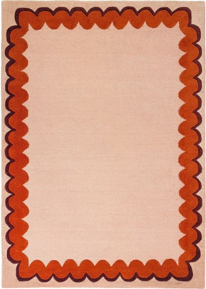 Oranžový/v přírodní barvě ručně tkaný vlněný koberec 140x200 cm Wiggle Wool – Flair Rugs