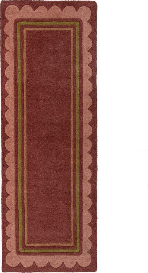 Vínový ručně tkaný vlněný běhoun 80x230 cm Lois – Flair Rugs