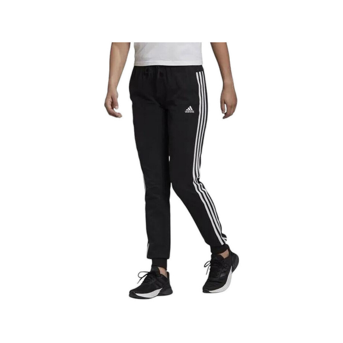 adidas  Pantalon  Essentials Single Jersey 3-Stripes coton  Černá