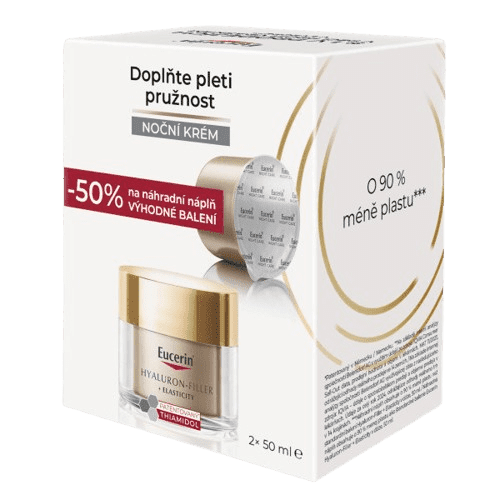 Eucerin Hyaluron-Filler+Elasticity noční krém + noční krém refill 2x50ml
