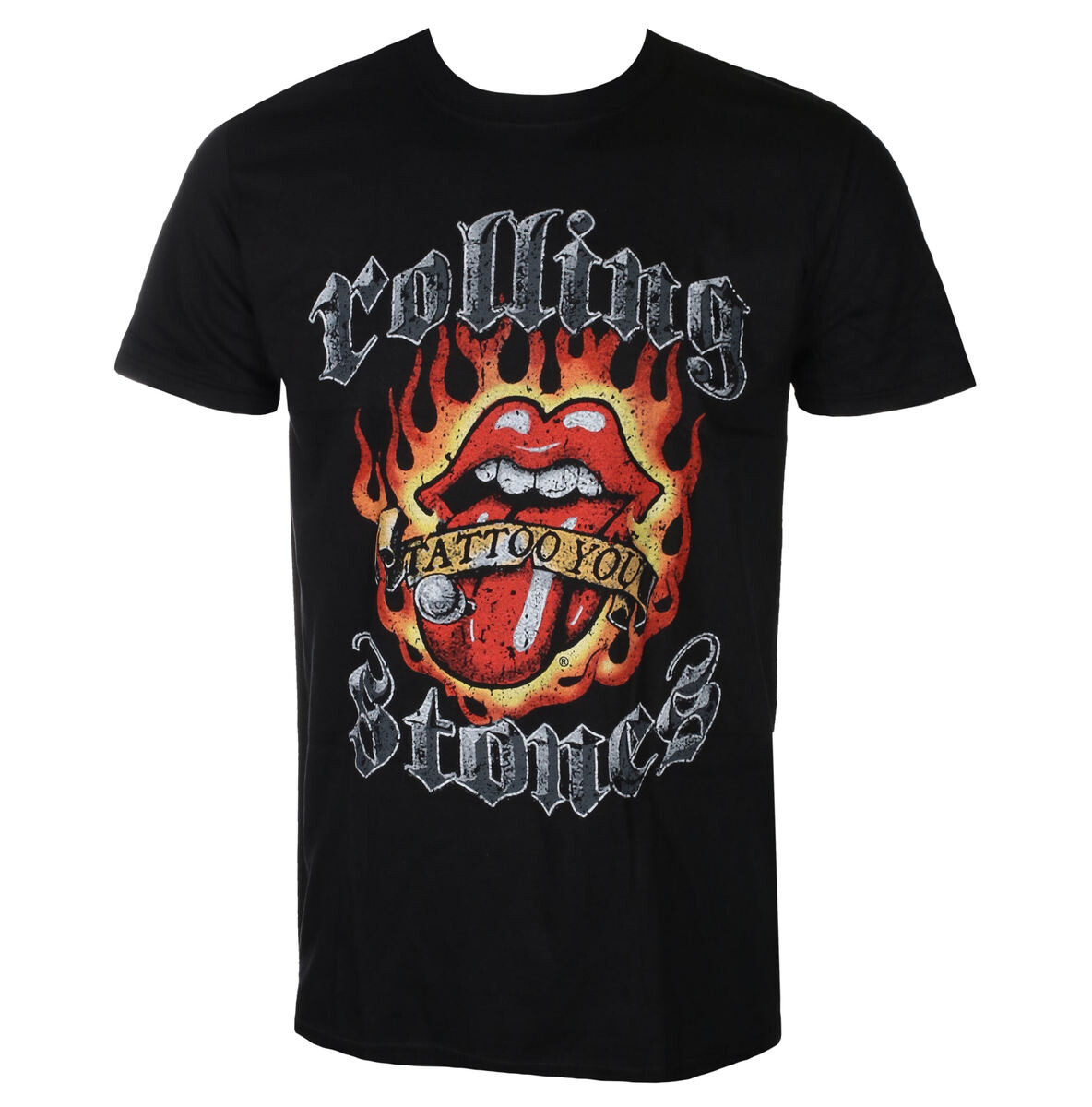 Tričko metal pánské Rolling Stones - Flaming Tattoo - ROCK OFF - RSTEE19MB S