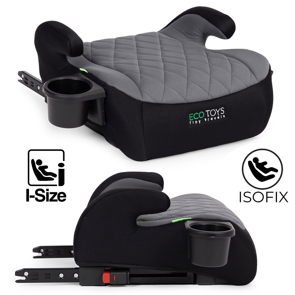 Autosedačka ISOFIX podsedák pro děti i-SIZE výška 125-150 cm držák na nápoje ECOTOYS