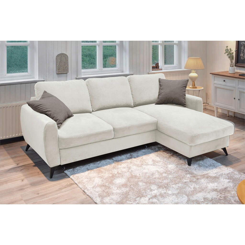 Livetastic ROHOVÁ ROZKLÁDACÍ POHOVKA, kov, textil, kompozitní dřevo, krémová
