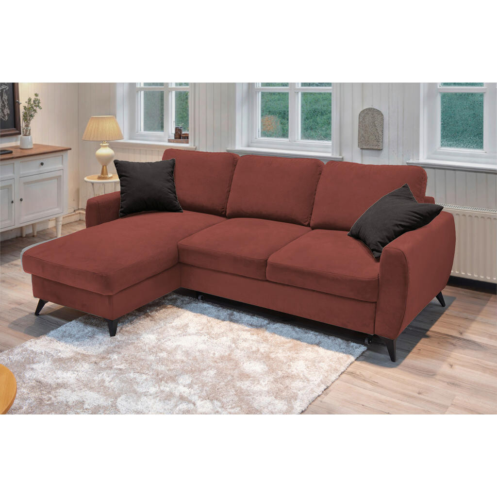 Livetastic ROHOVÁ ROZKLÁDACÍ POHOVKA, kov, textil, kompozitní dřevo, červenohnědá