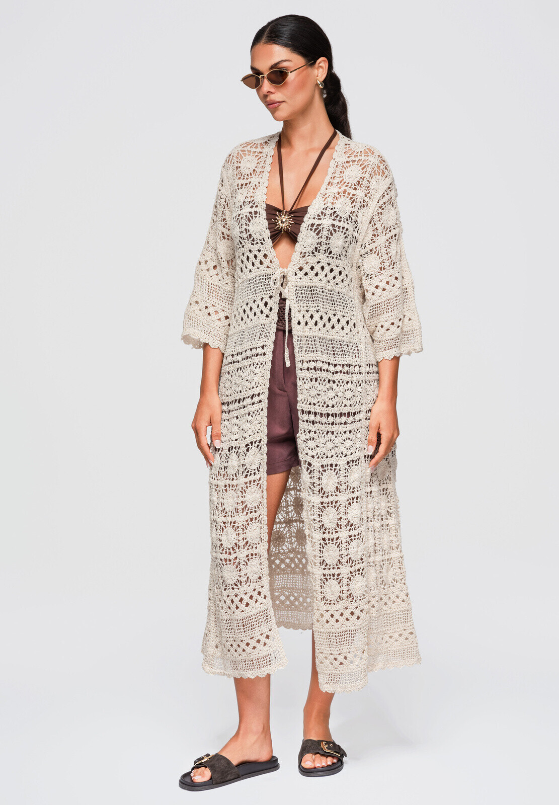 Dlouhý openwork cardigan