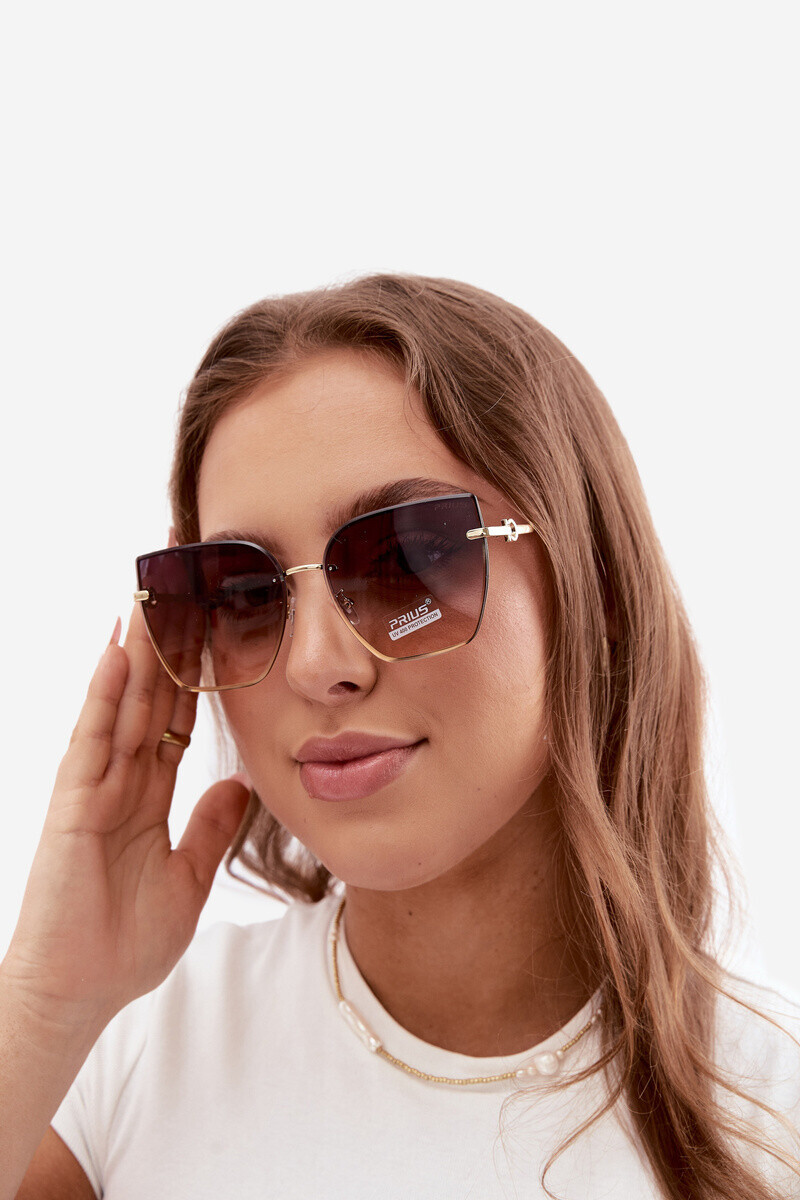 Boto bezrámové brýle Cat Eye hnědé