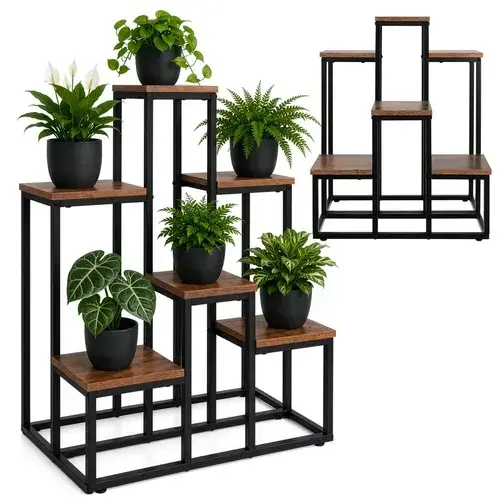 Elegantní kovový stojan na květiny 67 × 34,5 × 51 cm – 6 úrovní