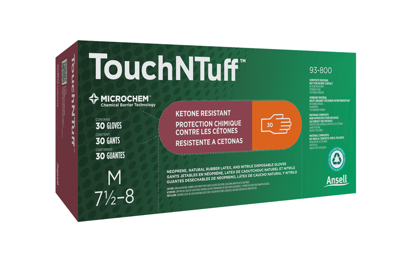 Ansell TOUCHNTUFF™ 93-800, jednorázové rukavice, odolné proti acetonu, 30 ks Rozměr: 7