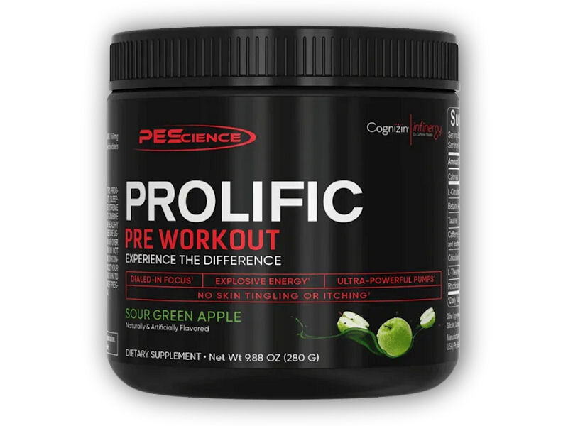PEScience Prolific Pre-Workout 280g Varianta: sour green apple
