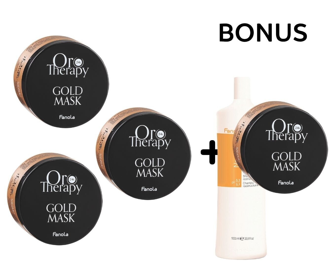 AKCE: 3+1 Fanola Oro Therapy Mask - regenerační maska ​​na vlasy s 24k zlatem, 300 ml