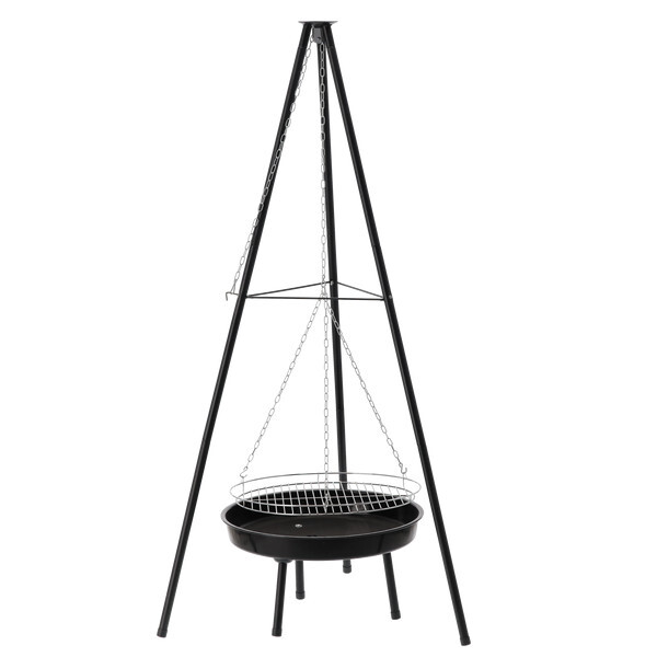Závěsný zahradní gril s ohništěm SMOULDER černý BBQ0162