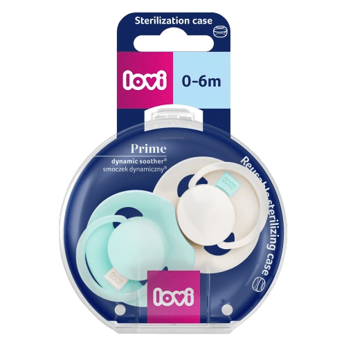 LOVI Dudlík silikonový dynamický PRIME Tutti Frutti 0-6m, Lagoon/Mint Cream 2 ks
