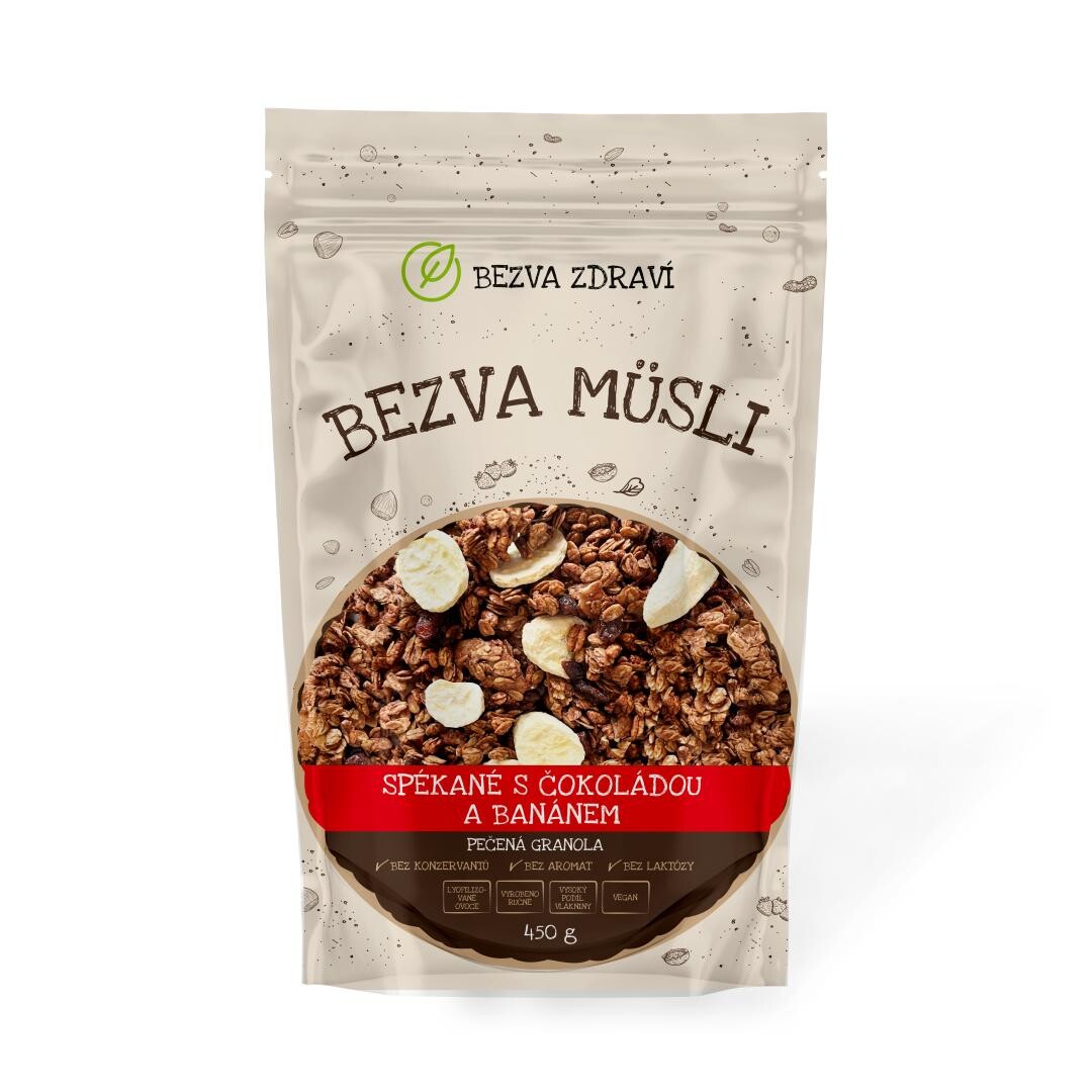 BEZVA MÜSLI Spékané s čokoládou a banánem 450 g