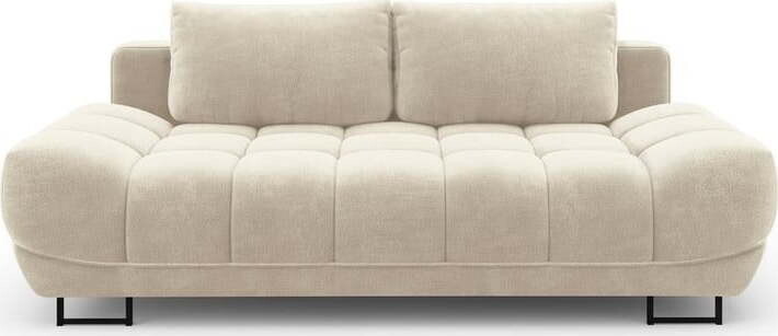 Béžová sametová rozkládací/s úložným prostorem pohovka 215 cm Cirrus - II. jakost – Windsor & Co Sofas