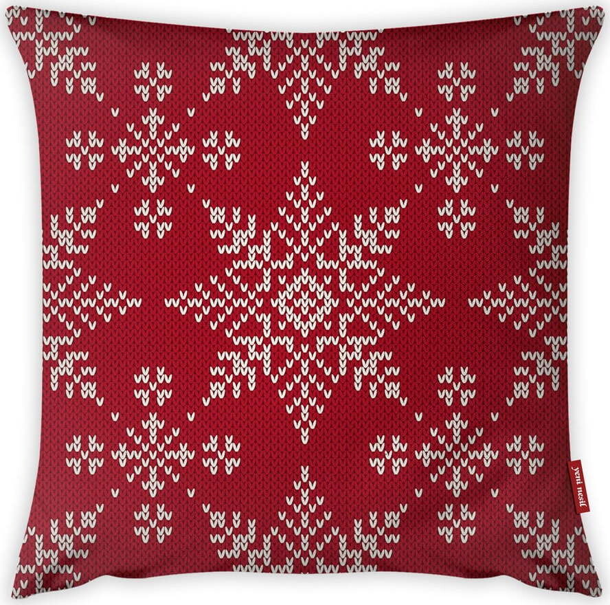 Povlak na polštář Vitaus Christmas Period Red Snowflakes Pattern, 43 x 43 cm