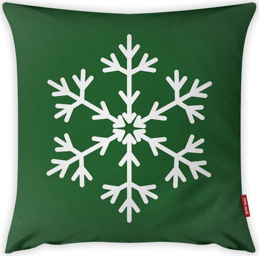 Povlak na polštář Vitaus Christmas Period Green Simple Snowflake, 43 x 43 cm