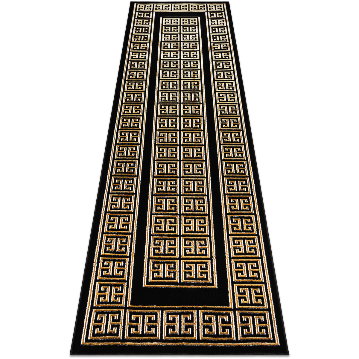 Rugsx  Koberec, běhoun ALLURE 1968 řecký klíč, rám 80x250 cm  Černá