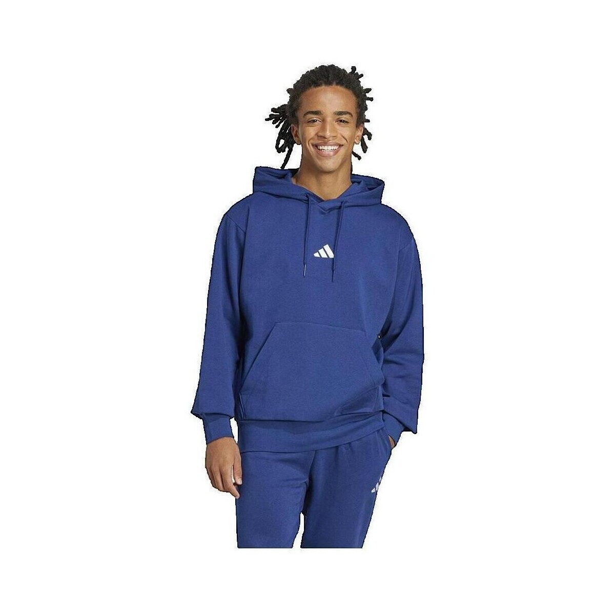 adidas  Sweat à capuche  Essentials Feelcozy Fleece  Modrá