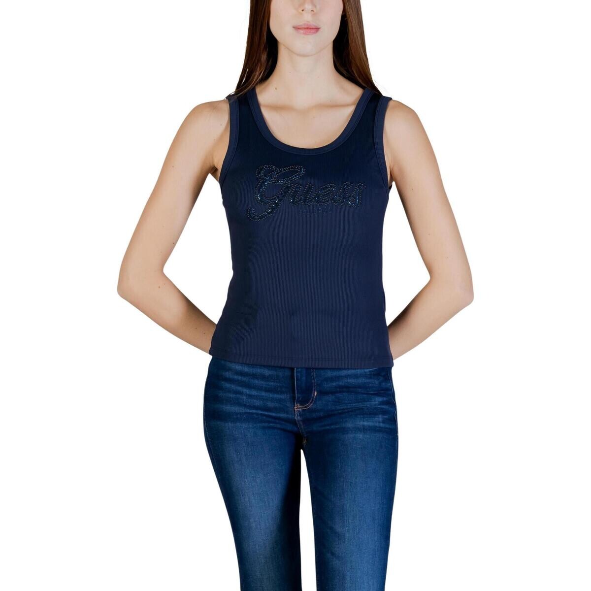 Guess  LOGO SCRIPT TANK TOP W6GP22 K2954  Modrá