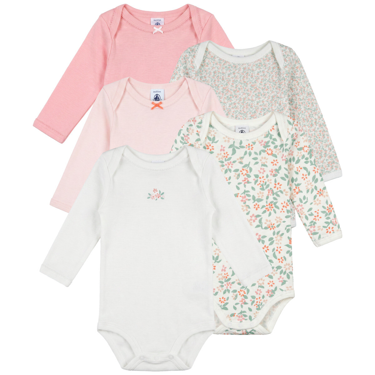 Petit Bateau  LOT BODIES X 5  Růžová