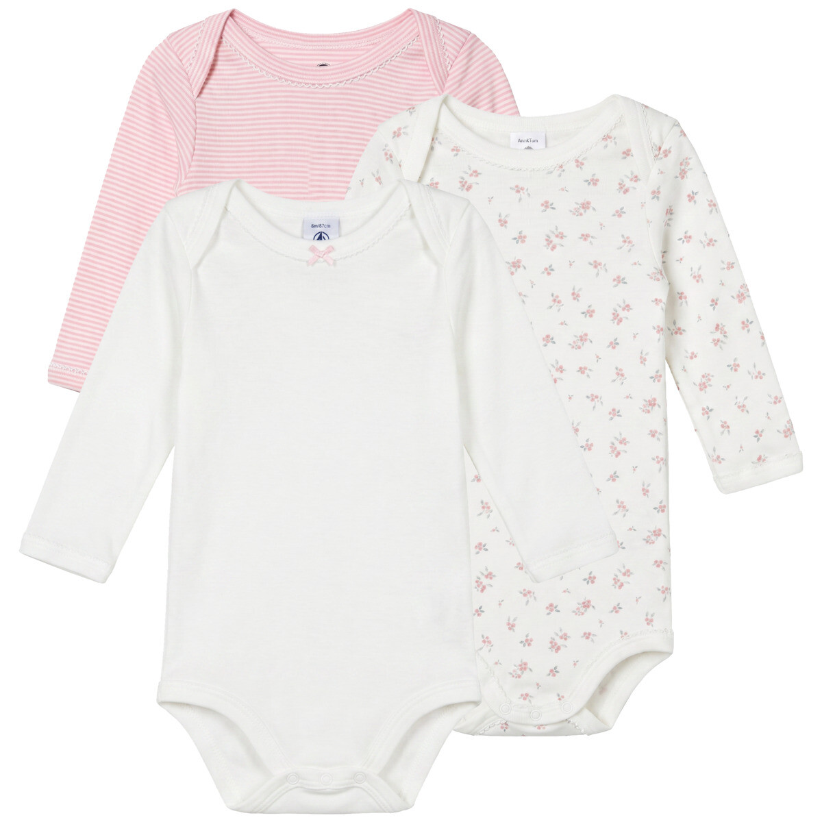 Petit Bateau  LOT BODIES X 3  Růžová