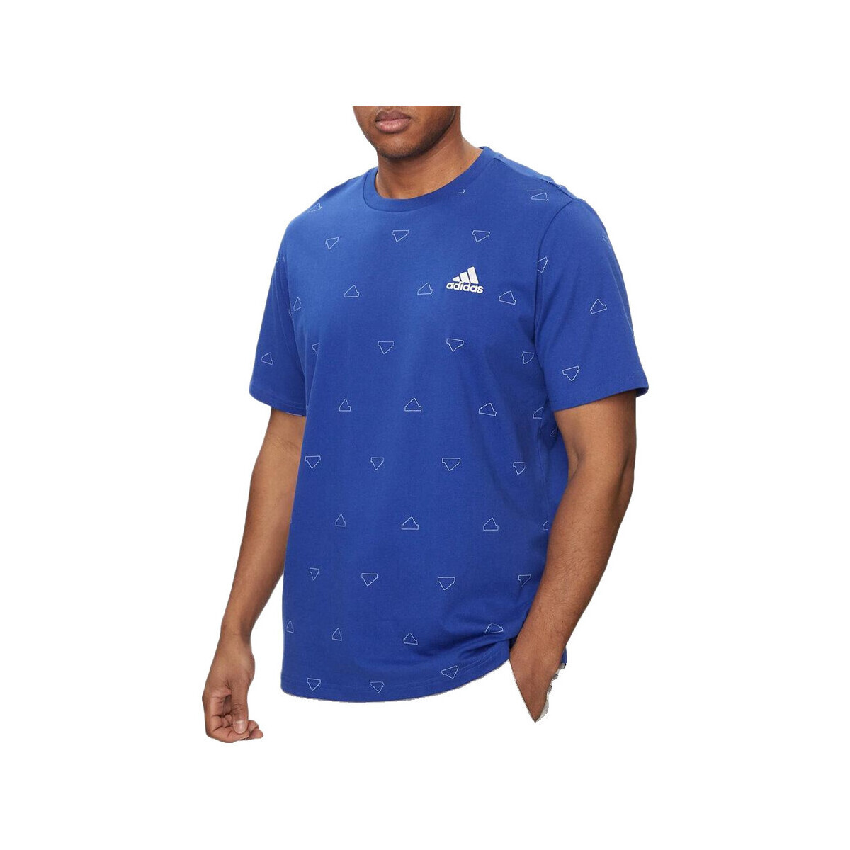 adidas  T-shirt  Seasonal Essentials Monogram Graphic 100% coton  Modrá