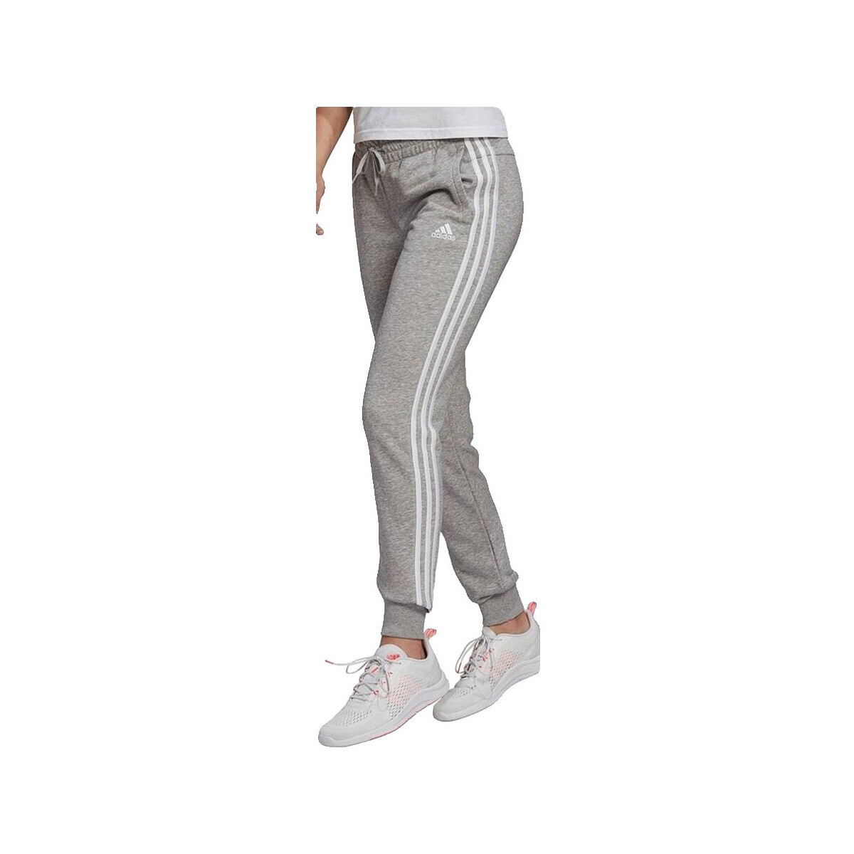 adidas  Pantalon  Essentials French Terry 3 Stripes gris  Šedá