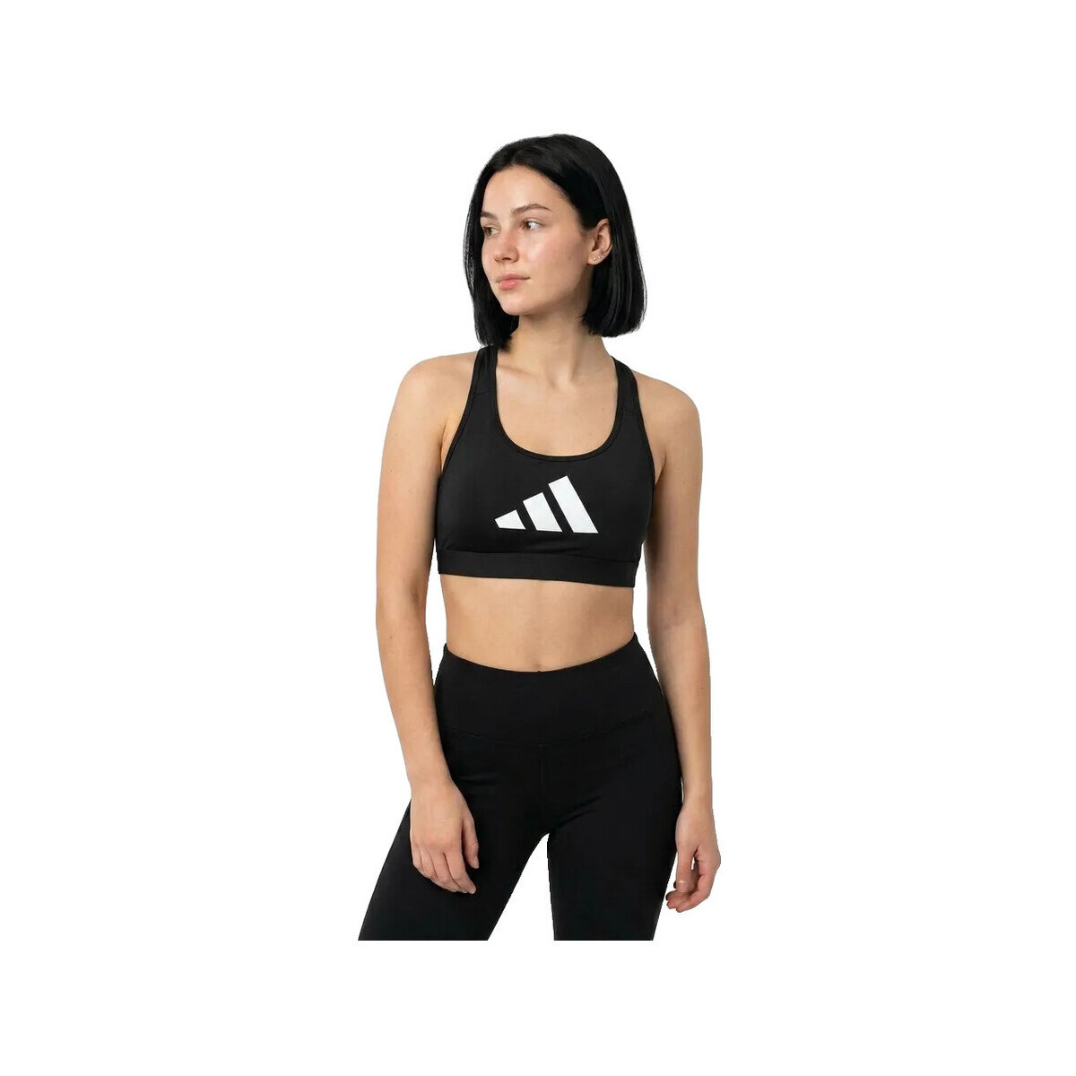 adidas  Brassière  Powerreact Big Logo Graphic maintien léger  Černá