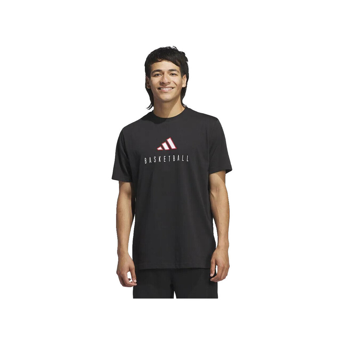 adidas  T-shirt  Worldwide Hoops Logo Performance Graphic coton  Černá