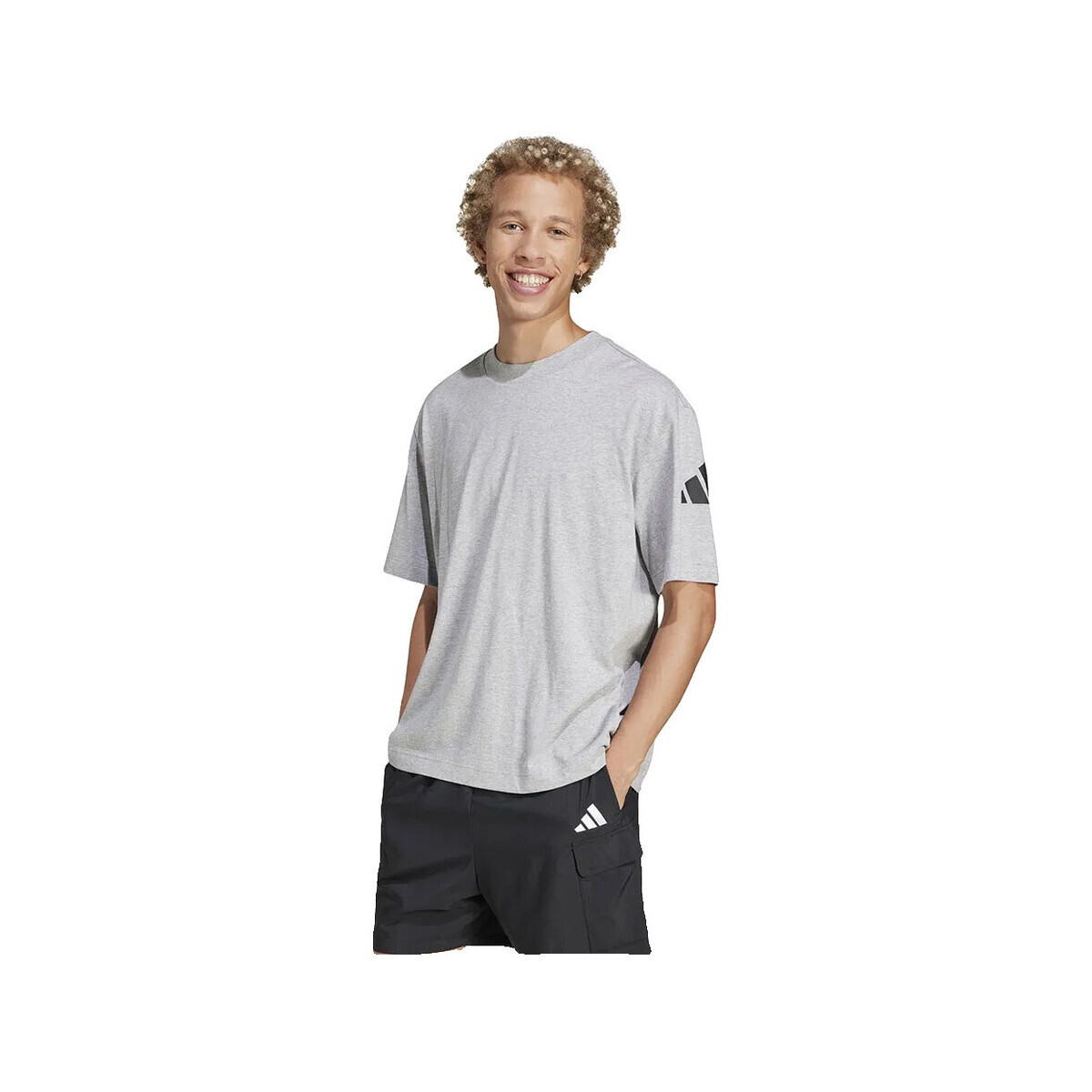 adidas  T-shirt  Logo 3 Bandes Ample 100% coton  Šedá