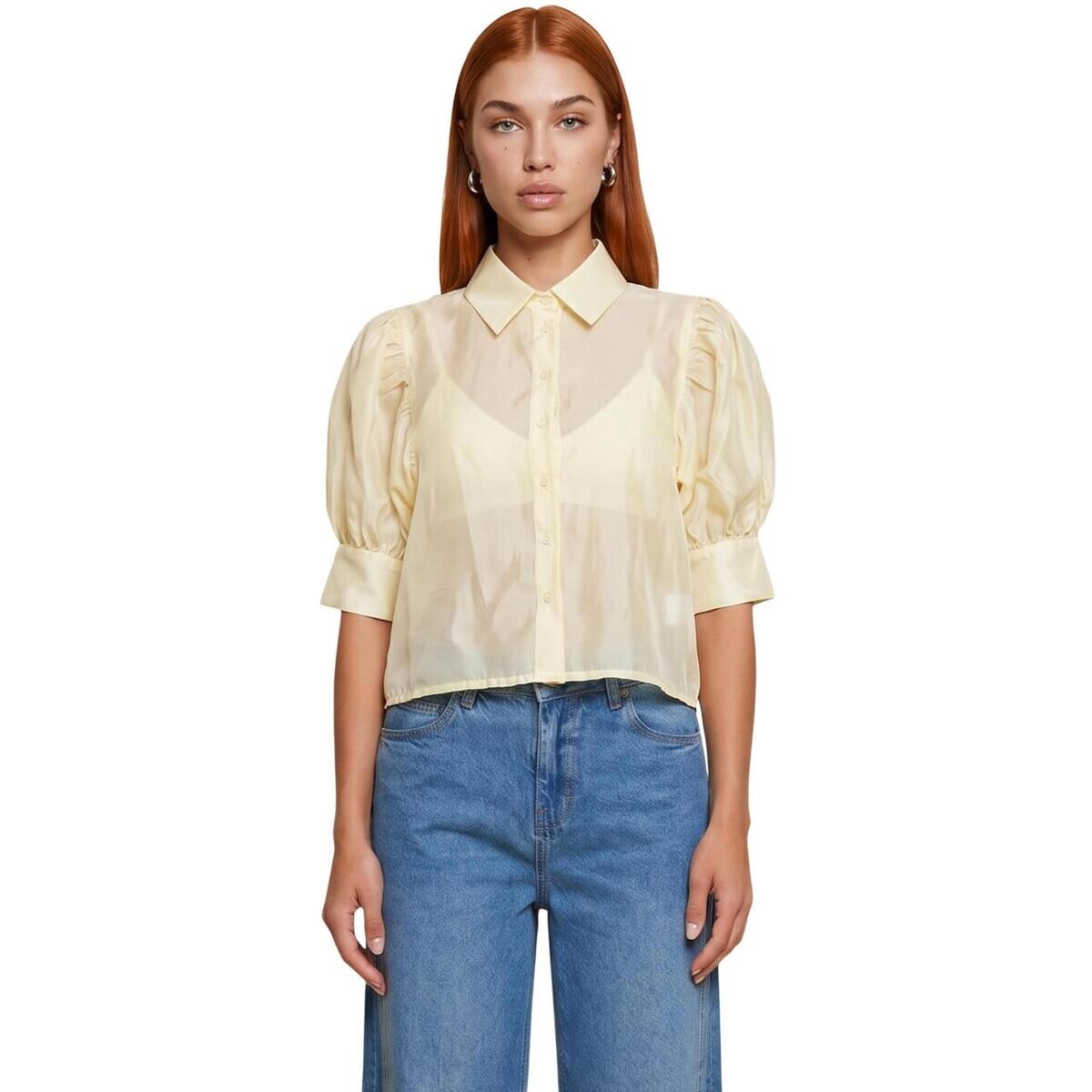 I Am  Camicia Cotone Maniche Balloon 25621  Žlutá