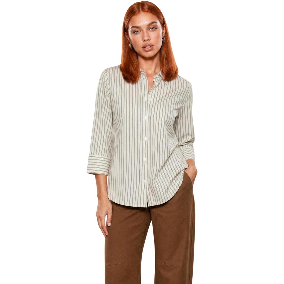 I Am  Camicia Cotone Righe PE26074  Bílá