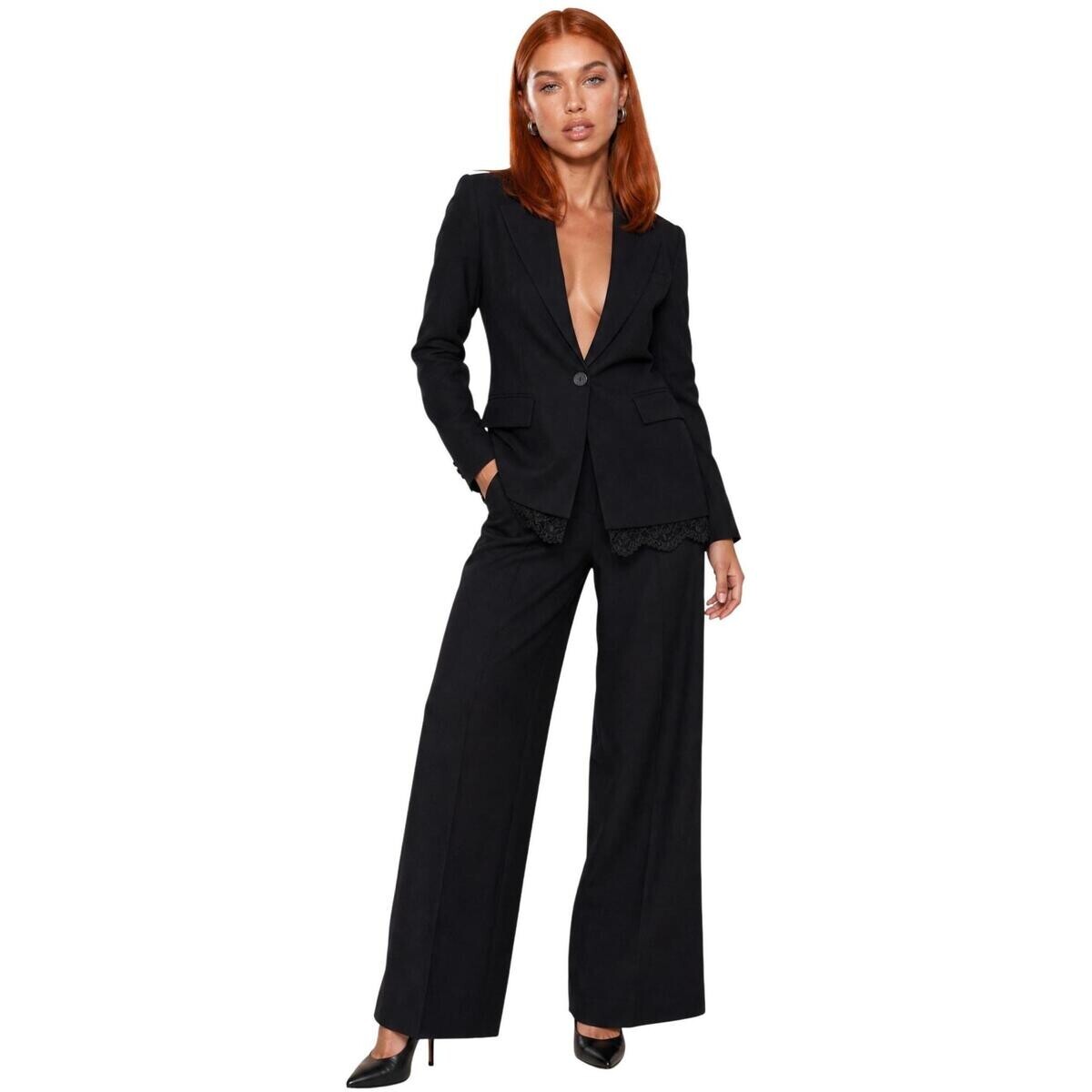 I Am  Pantaloni Cotone Ampi PE26139 (pizzo)  Černá