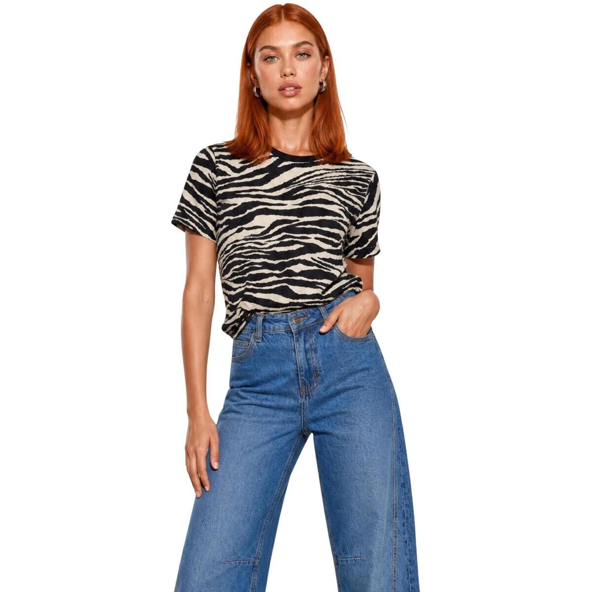 I Am  T-shirt Cotone Stampa Zebra 26522  Černá