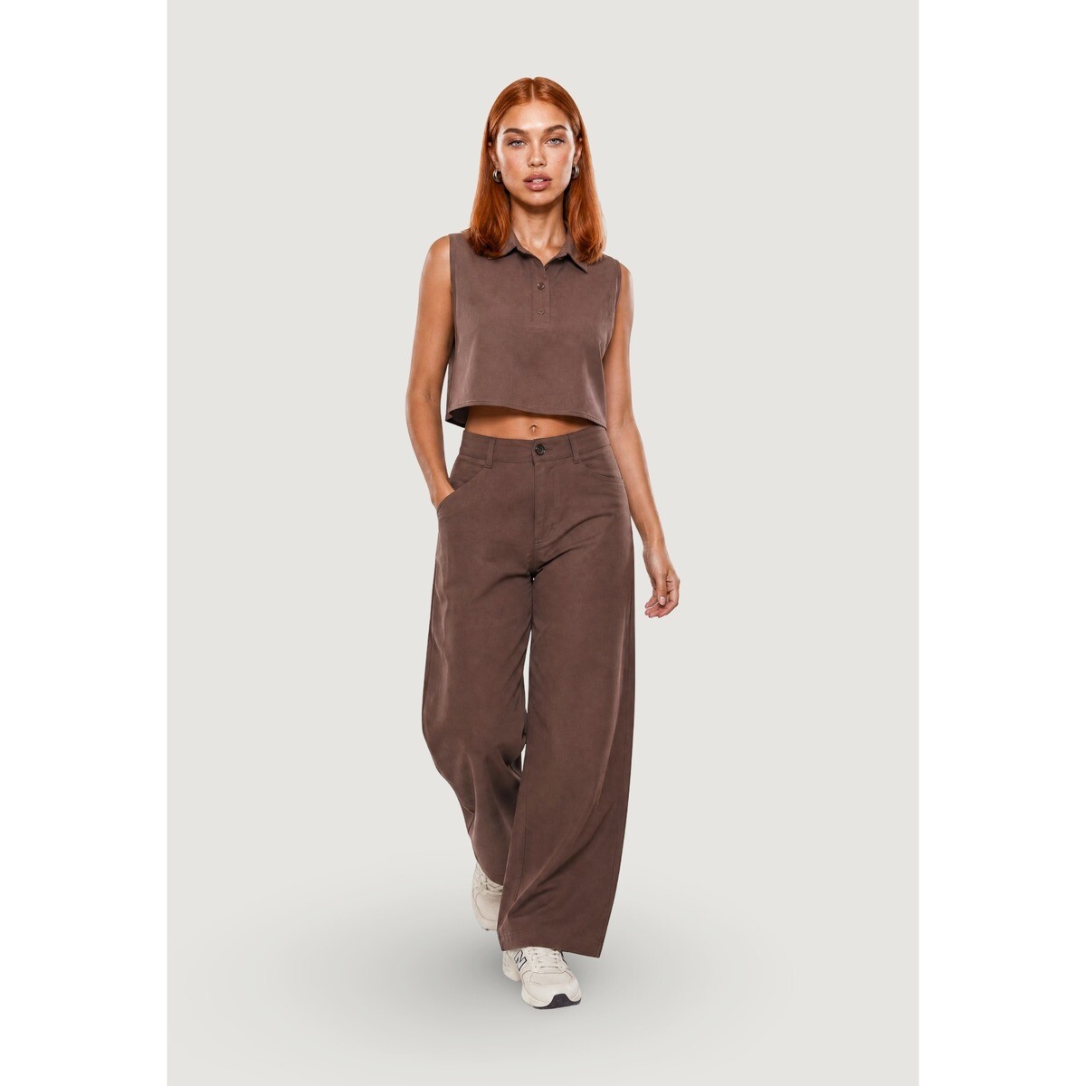 I Am  Pantaloni Modal A Palazzo 30901  Hnědá