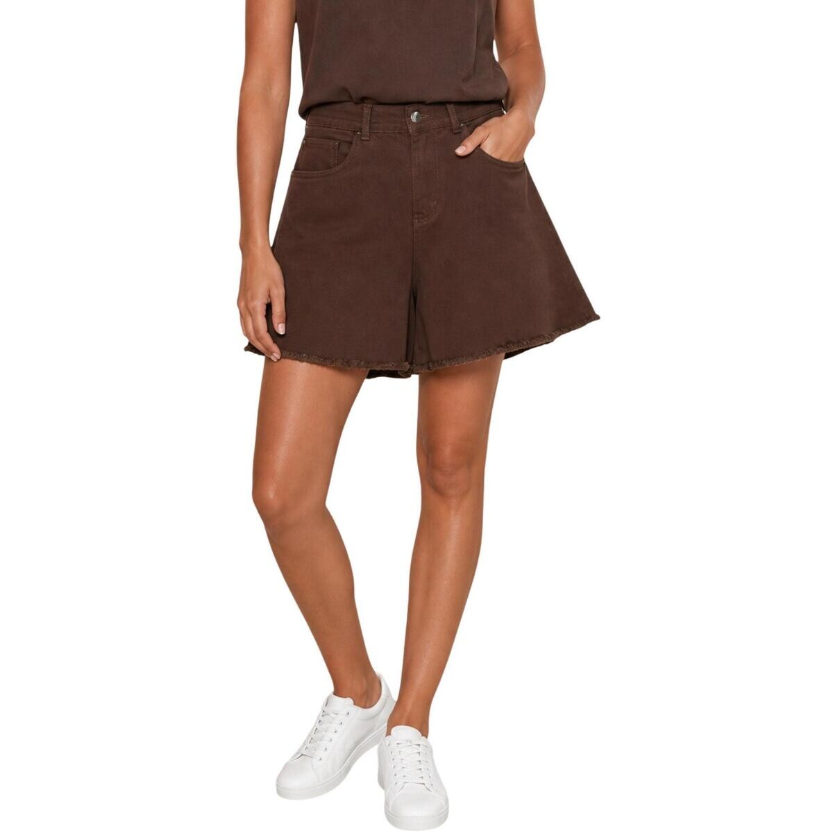 I Am  Shorts Cotone Orlo Grezzo 2131  Hnědá