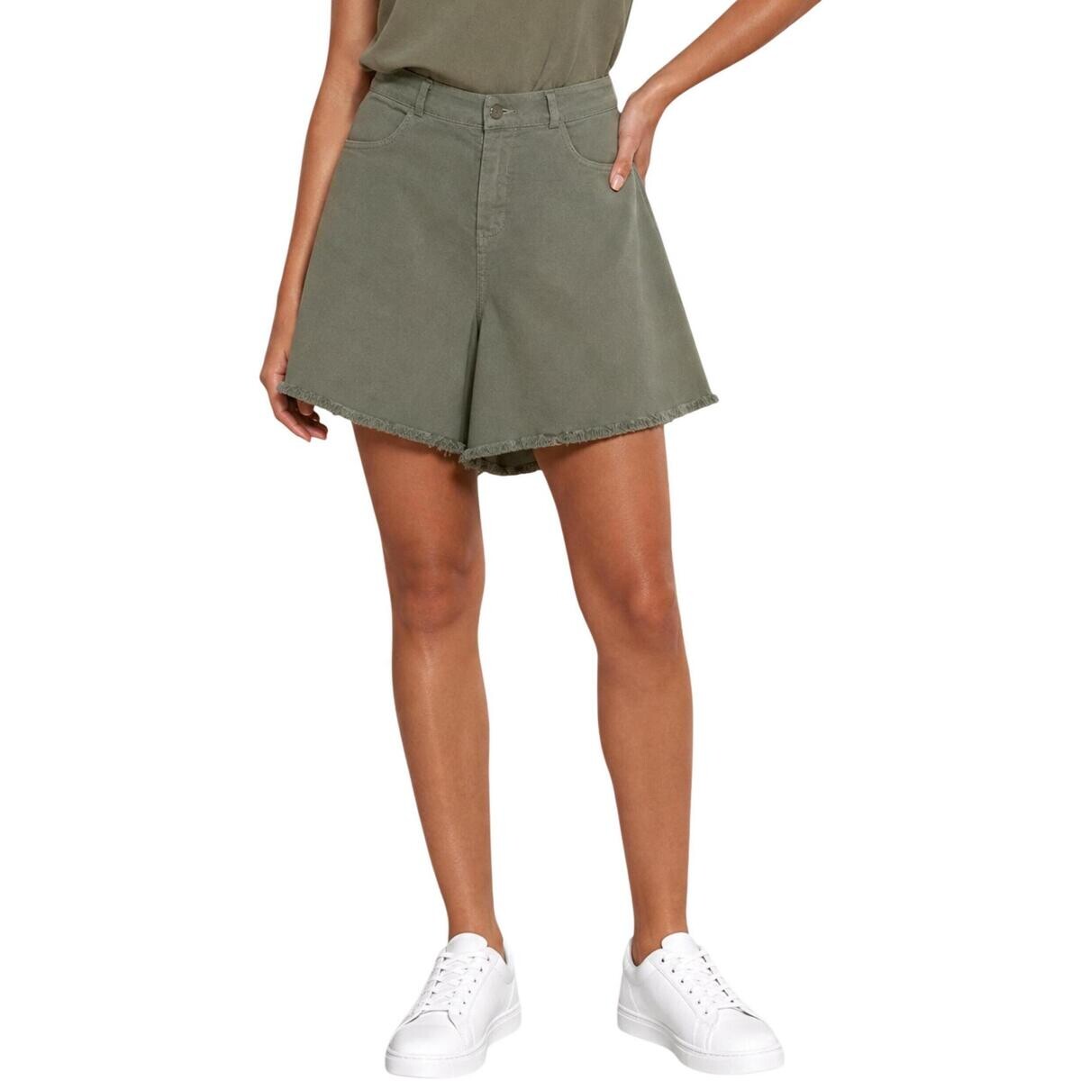 I Am  Shorts Cotone Orlo Grezzo 2131  Zelená
