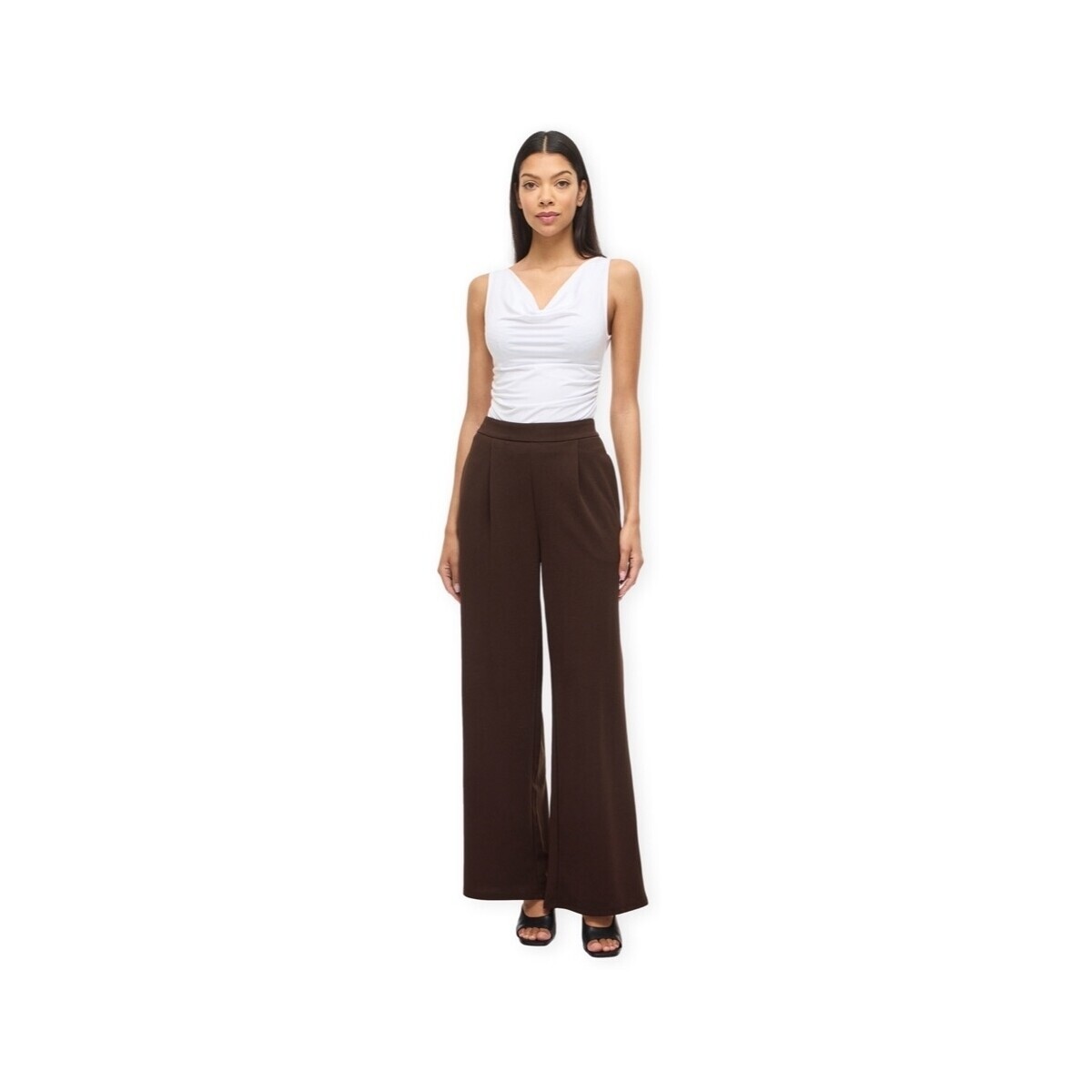 Vila  Noos Benne Wide Trousers - Coffee Bean  Hnědá