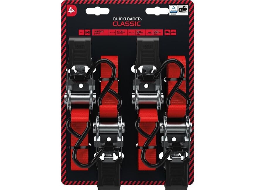 Dvoudílný popruh s ráčnou Quickloader Classic 500 kg, 4 m x 25 mm - sada 4 ks