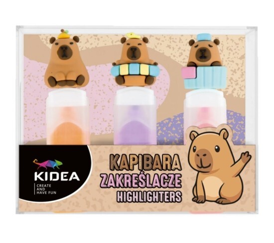 Kidea Zvýrazňovač Kidea 3 ks - Kapybara - ZFK3KA