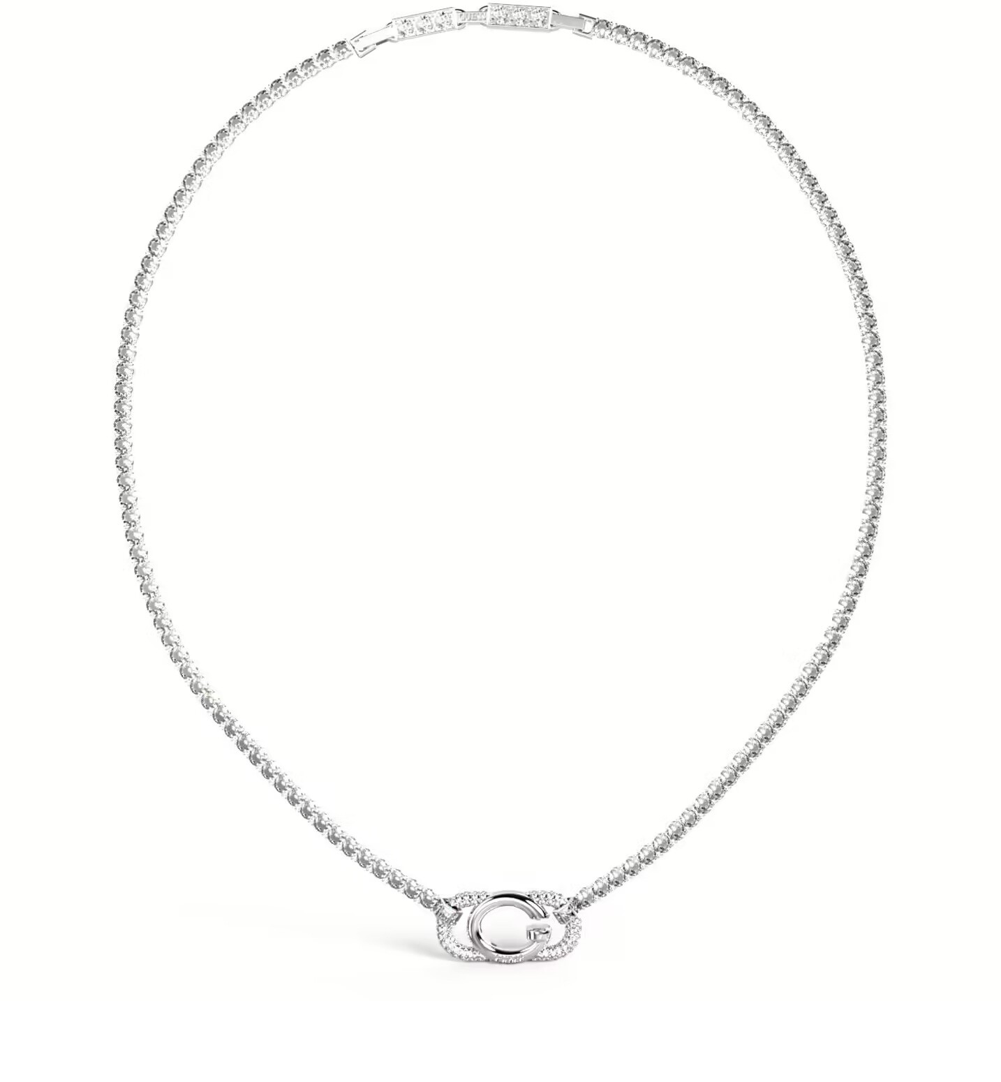 Guess Ocelový tenisový náhrdelník s krystaly JUBN04506JWRHT-U