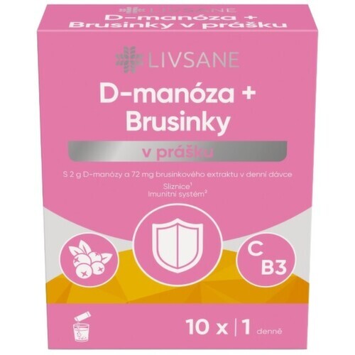 LIVSANE D-manóza+Brusinky v prášku 10x2.7g