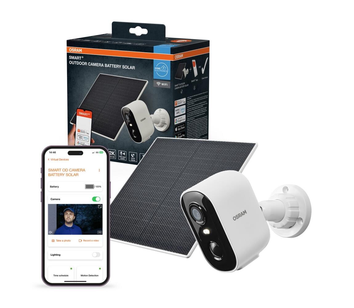 Osram - Chytrá solární kamera se senzorem 2K SMART+ 5V 5200 mAh IP66 Wi-Fi 4058075850576