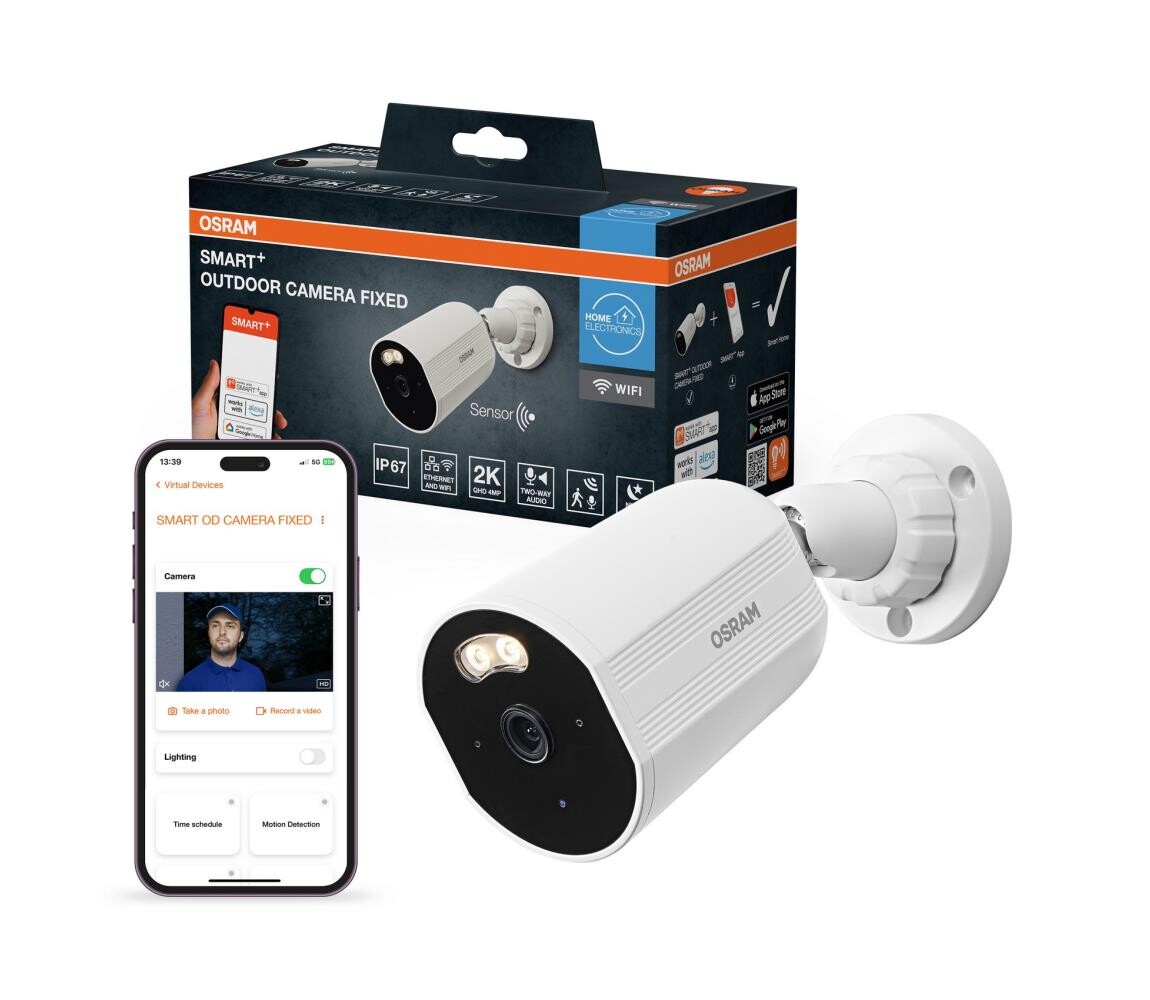 Osram - Chytrá venkovní kamera se senzorem 2K SMART+ 230V IP67 Wi-Fi 4058075850538