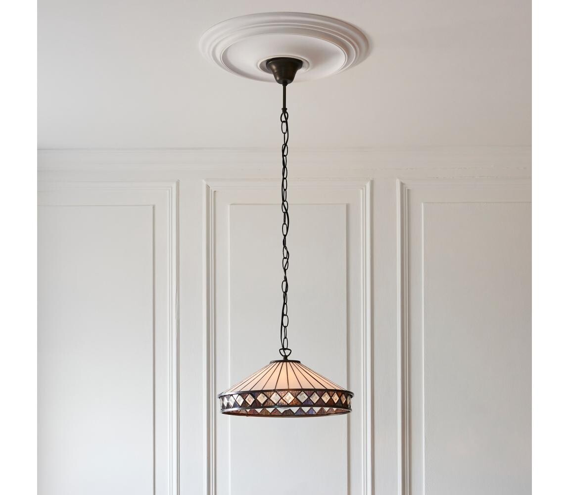 Endon 112196 - Lustr na řetězu Tiffany FARGO 1xE27/60W/230V pr. 41,5 cm 112196